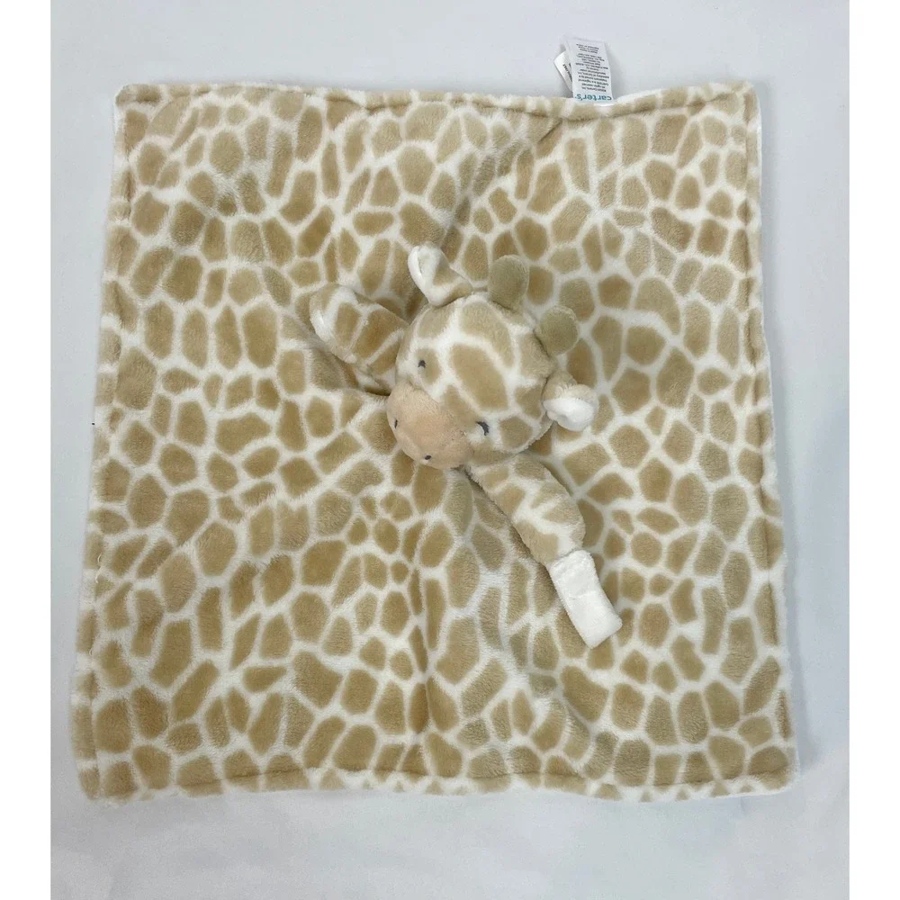 Carter's Spotted Giraffe Lovey Blanket Pacifier Holder Tan Brown‎ White Plush